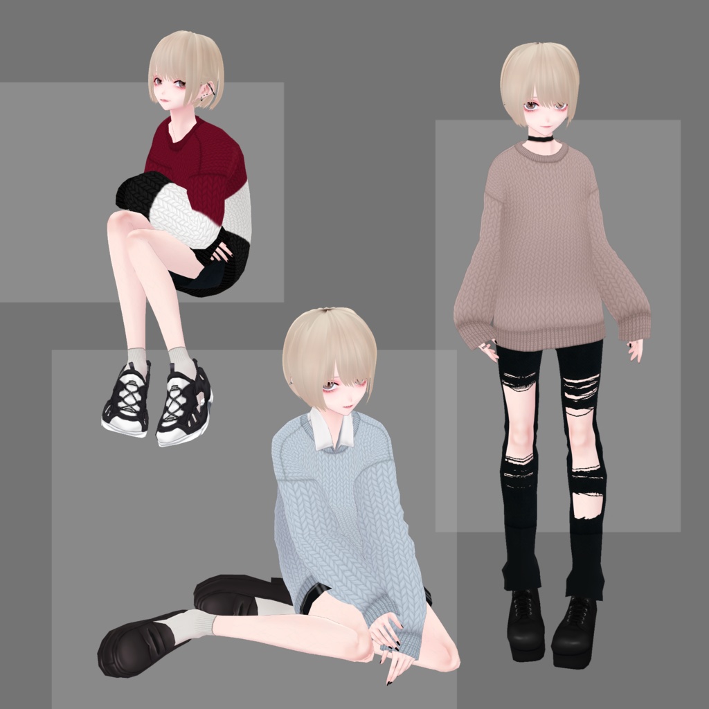 【無料版有】ローゲージニット【VRoid】