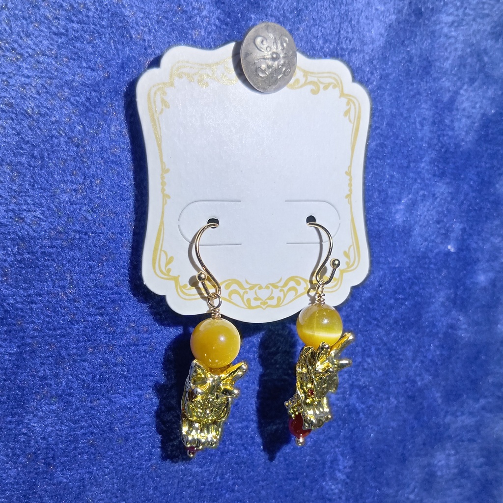 郷田龍司 黄龍イメージ天然石ピアス(両耳セット割引有り)
