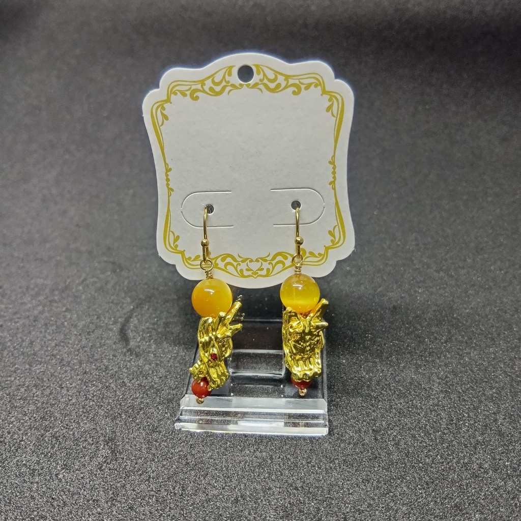 郷田龍司 黄龍イメージ天然石ピアス(両耳セット割引有り)