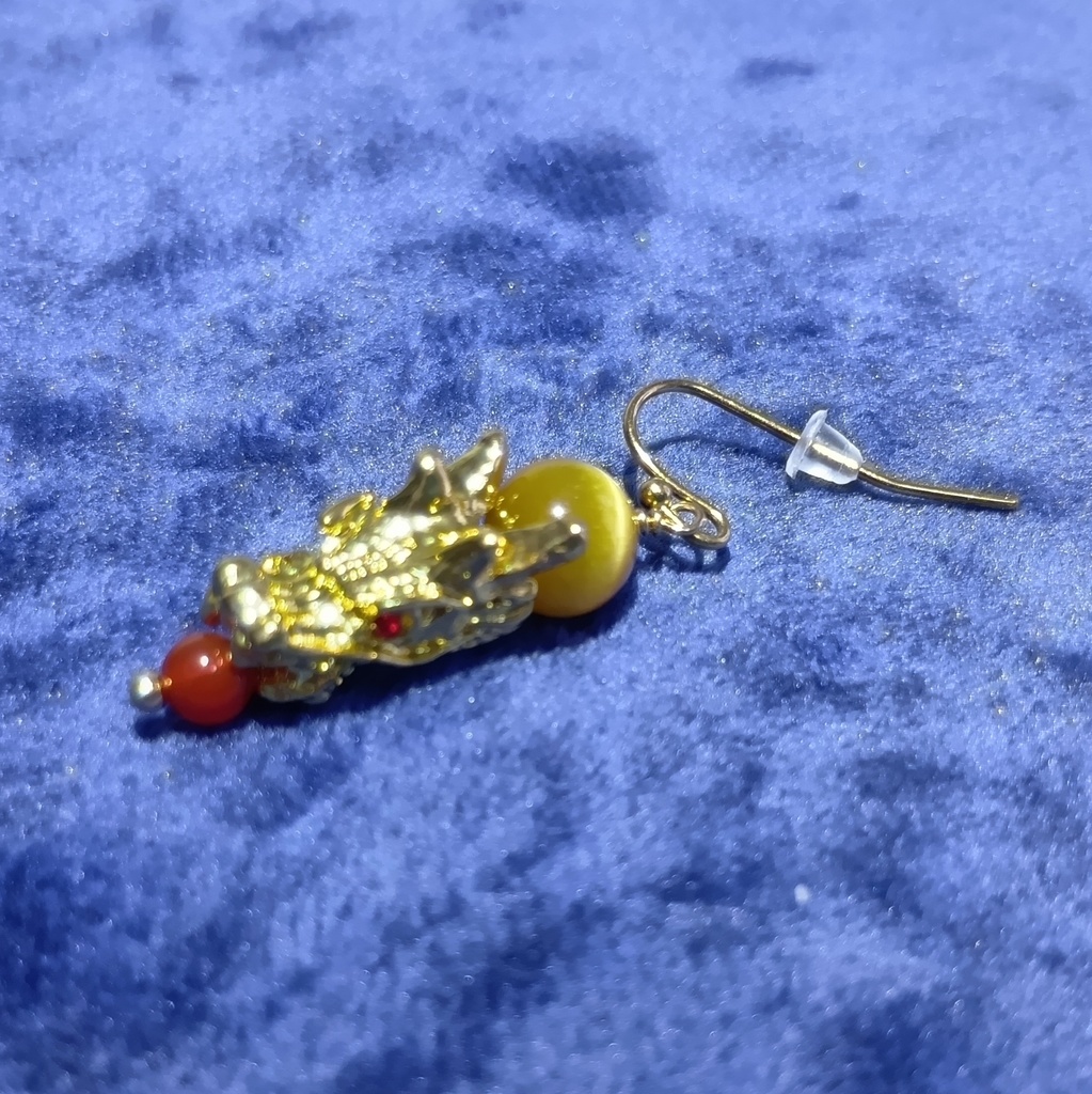 郷田龍司 黄龍イメージ天然石ピアス(両耳セット割引有り)