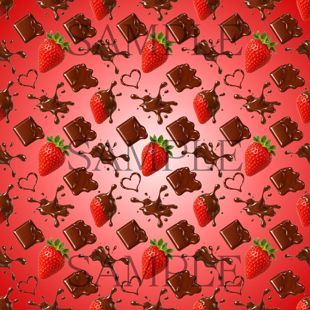 【6枚セット】デジタルペーパー_イチゴとチョコレート