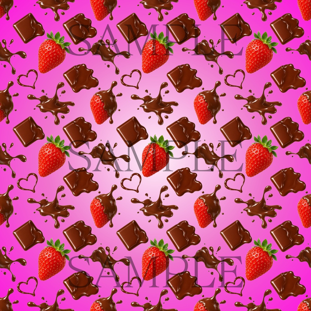 【6枚セット】デジタルペーパー_イチゴとチョコレート