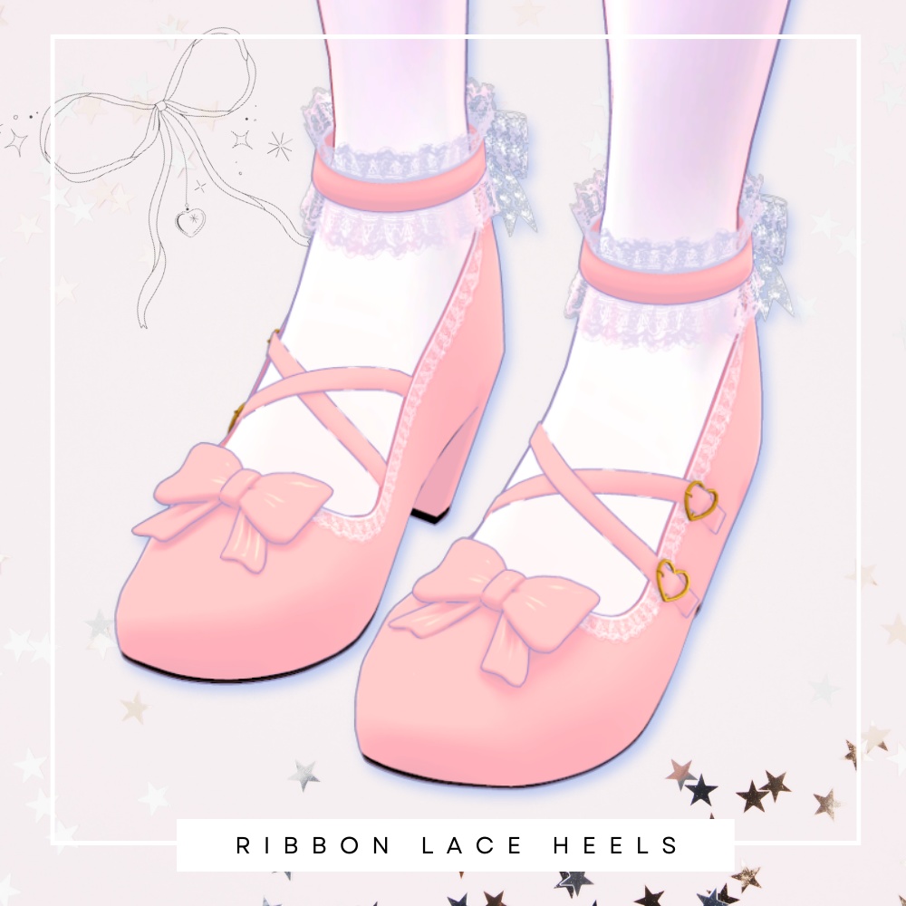 リボンレースヒール_ribbon lace heels 【複数アバター対応】