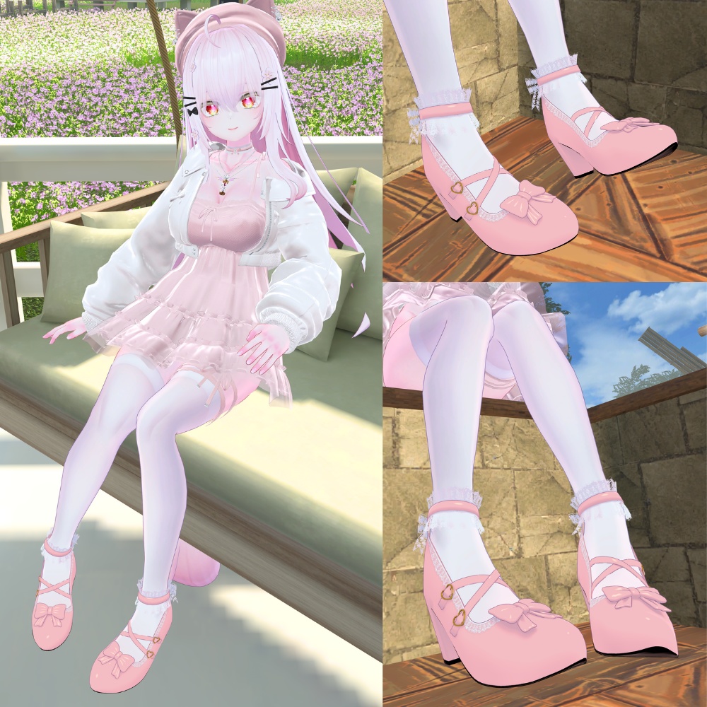 リボンレースヒール_ribbon lace heels 【複数アバター対応】