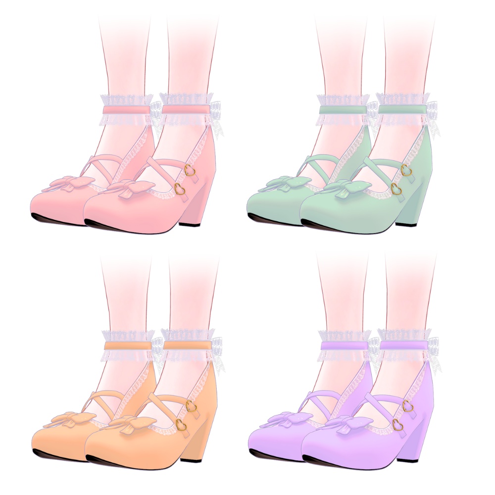 リボンレースヒール_ribbon lace heels 【複数アバター対応】