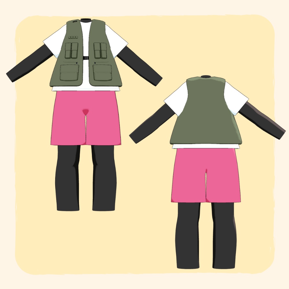 【まめふれんず対応】釣り人コーデ