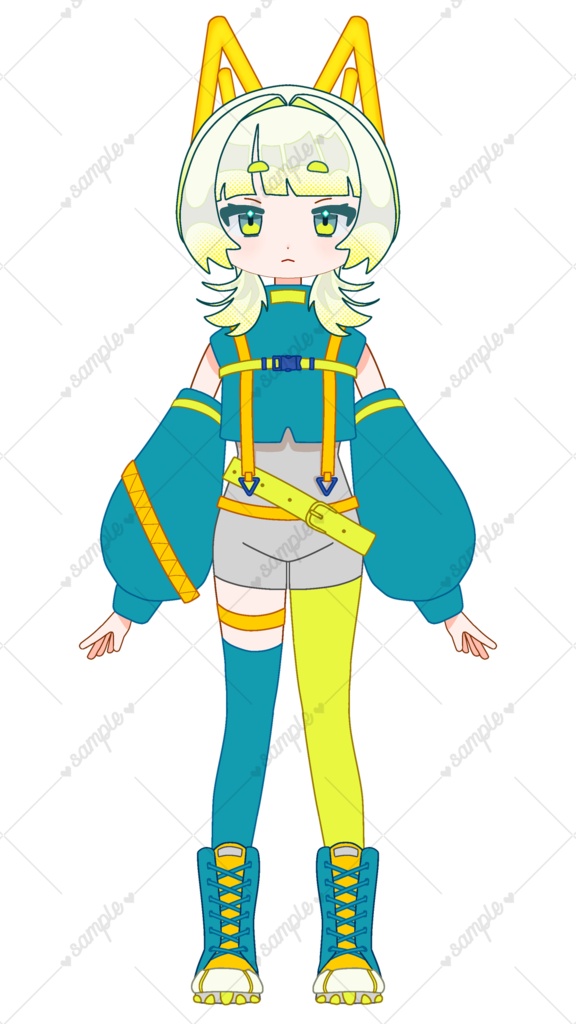 【汎用イラスト】サイバー狼風の女の子【パーツ分け済みPSD】