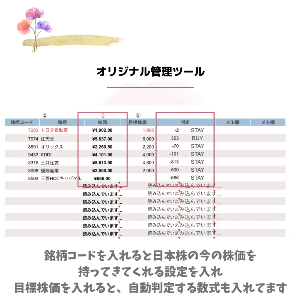期間限定200円割中【スプレッドシート】株価自動反映&管理ツール