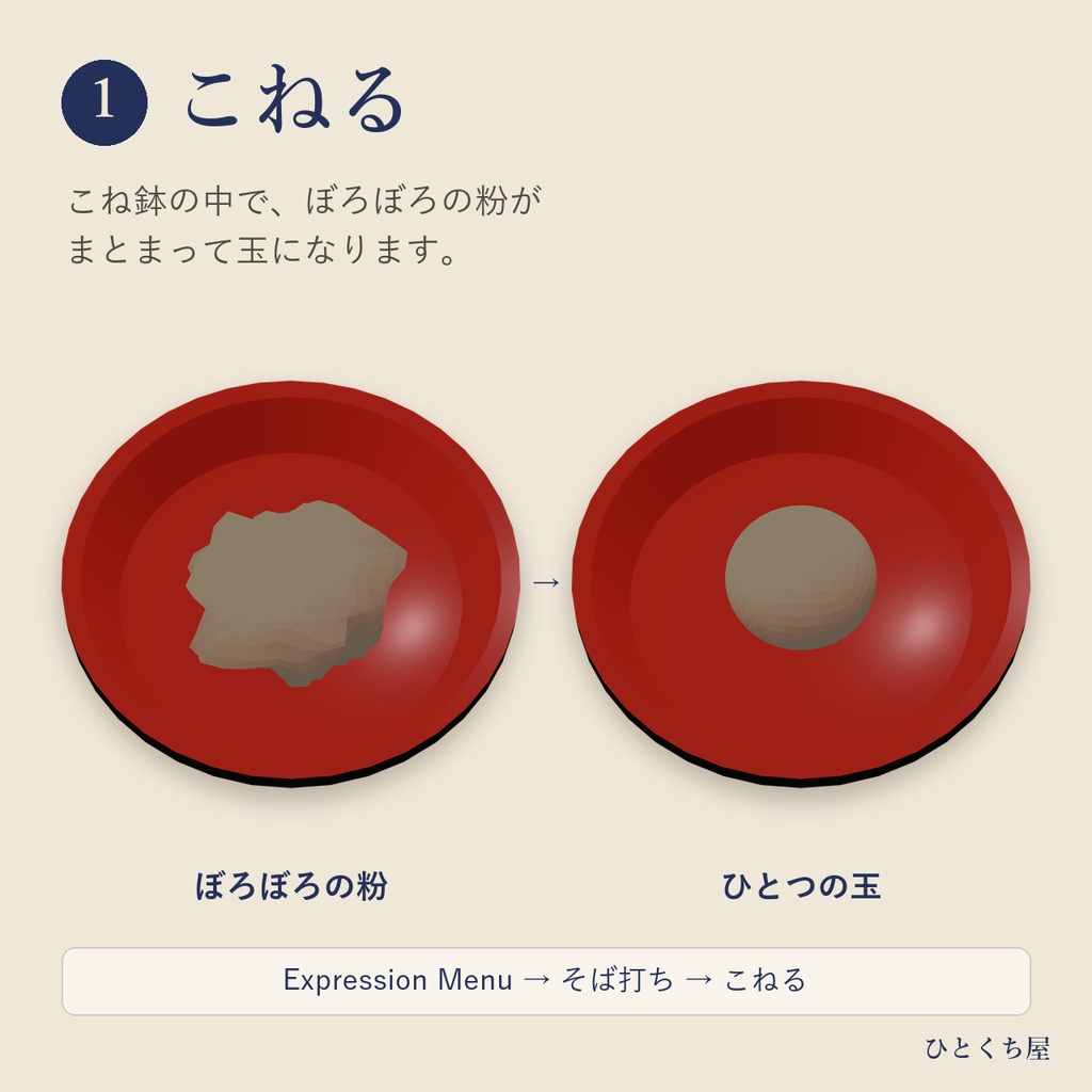 【MA対応アバターギミック】そば打ち ― こねて・伸ばして・切って・食べる
