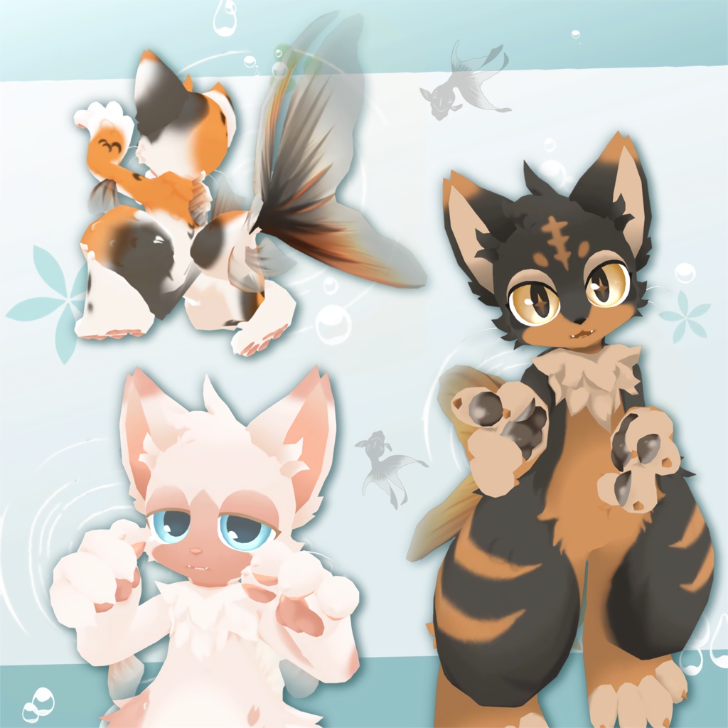 出目金魚猫【PB対応オリジナル3Dモデル】