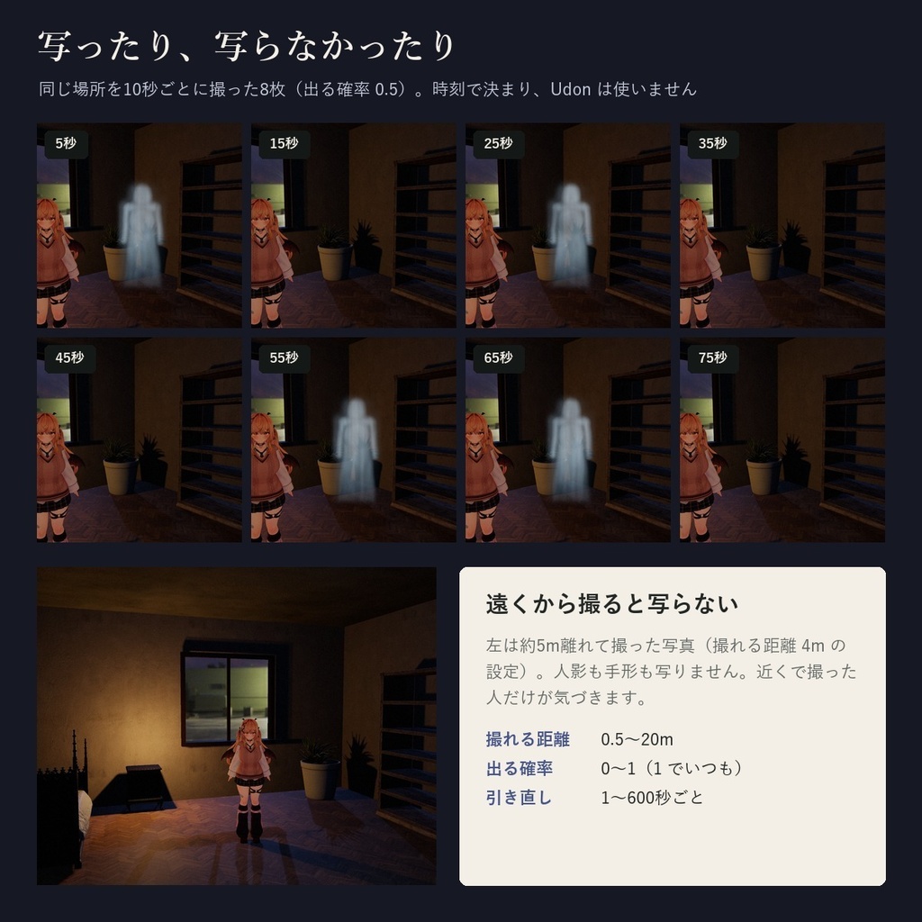 【VRChatワールド】写真にだけ写るおばけ「シンレイ」人影・手形・窓の顔【PC/Quest】