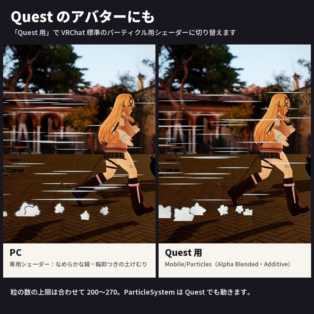 【VRChatアバター】走るとスピード線と土けむりが出る「スピードセン」漫画風エフェクト【PC/Quest】