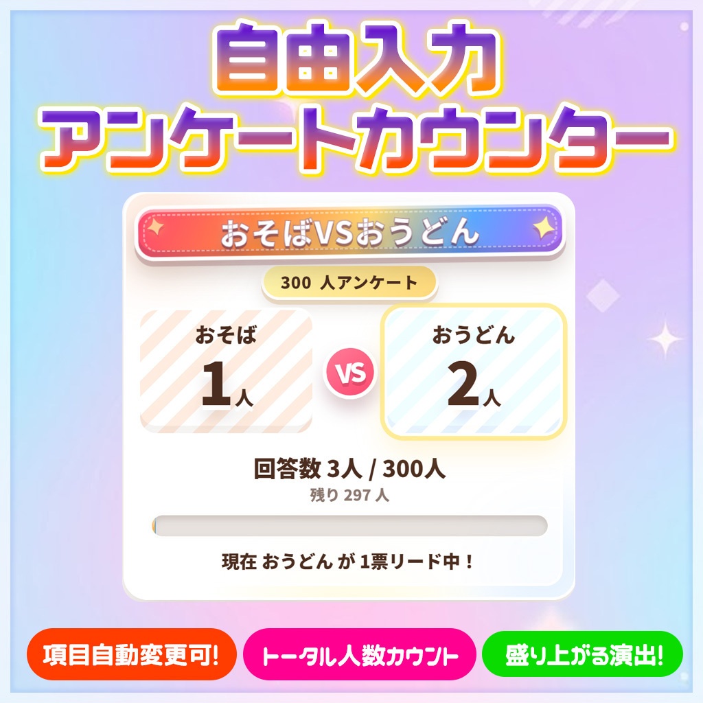 〖OBS対応〗自由入力アンケートカウンター
