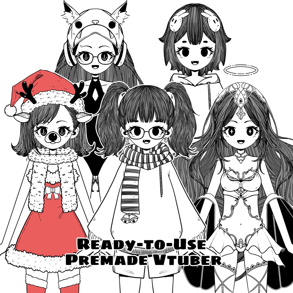 【live2dモデル】プレメイド Vtuber モデル 表情アセット 100 種類以上 フルリグ済み