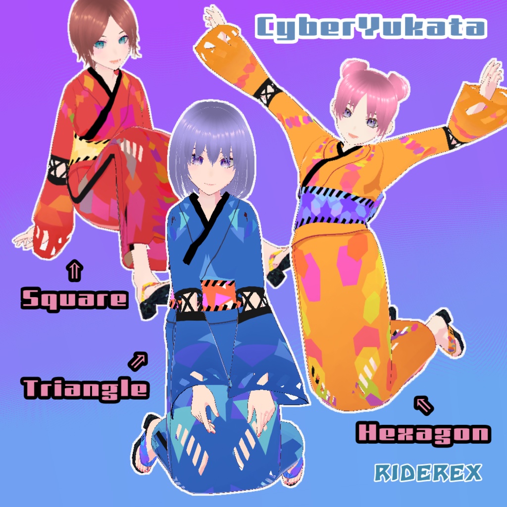 【VRoid用衣装】サイバー浴衣 Triangle