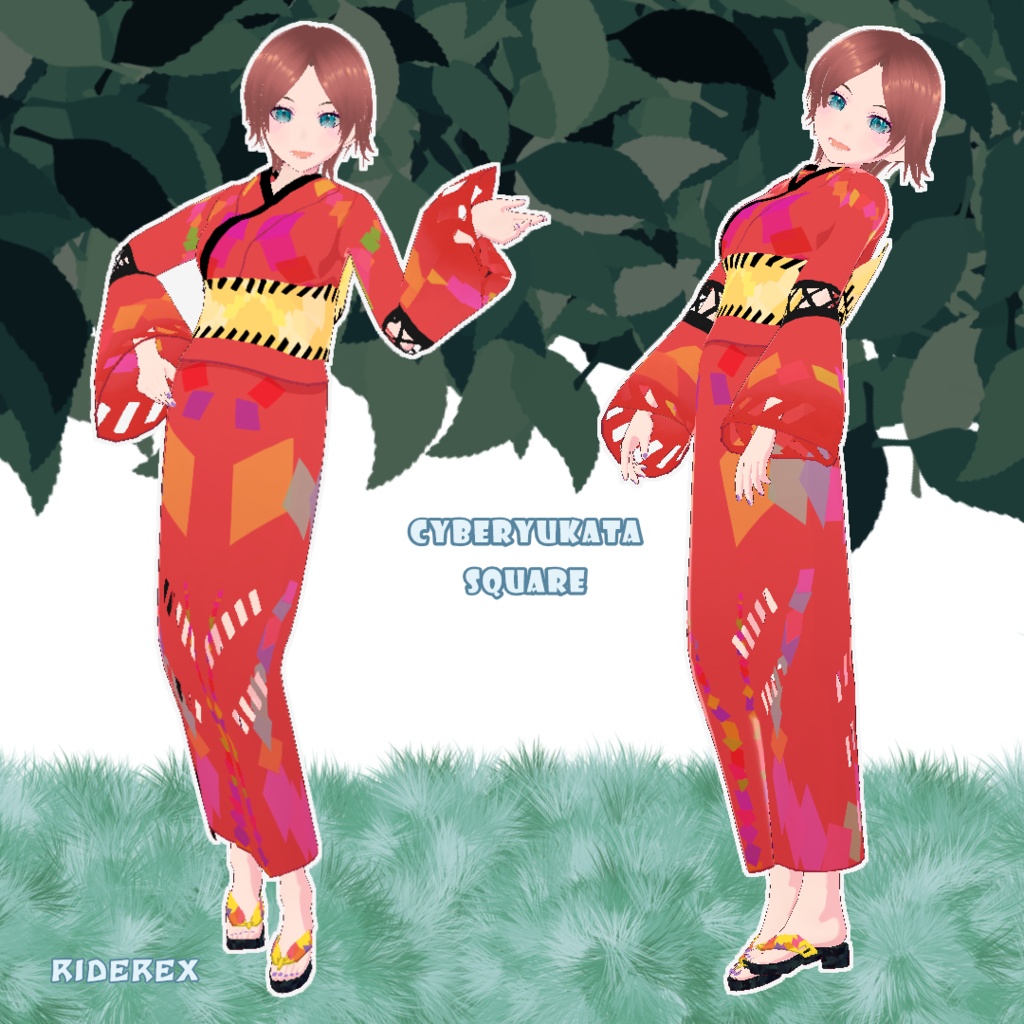 【VRoid用衣装】サイバー浴衣 Square