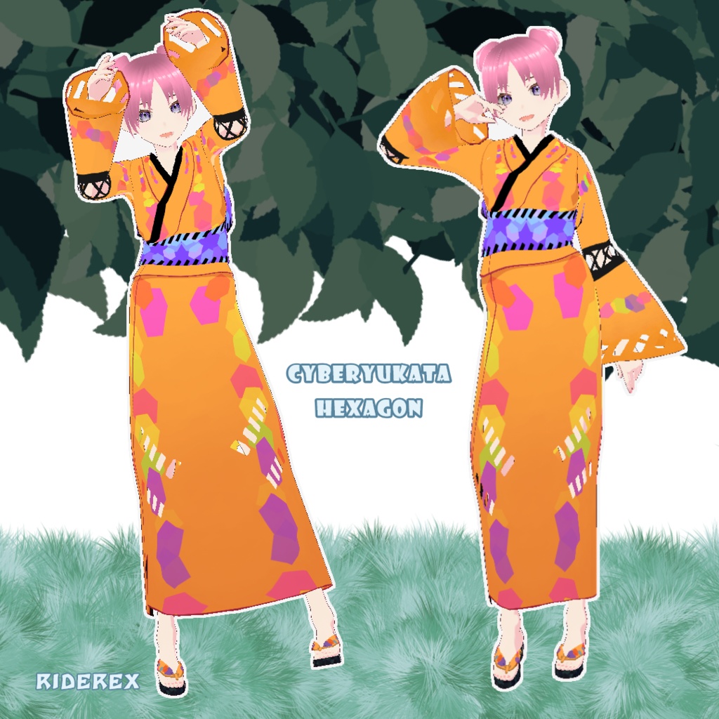 【VRoid用衣装】サイバー浴衣 Hexagon