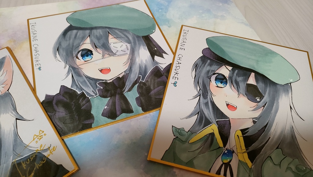 手描き色紙◆軍画茶助