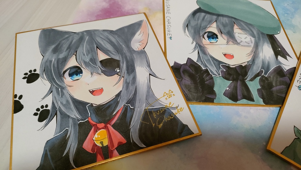 手描き色紙◆軍画茶助