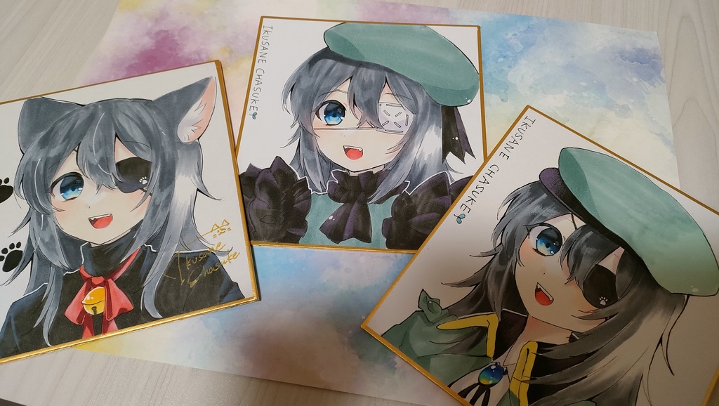 手描き色紙◆軍画茶助