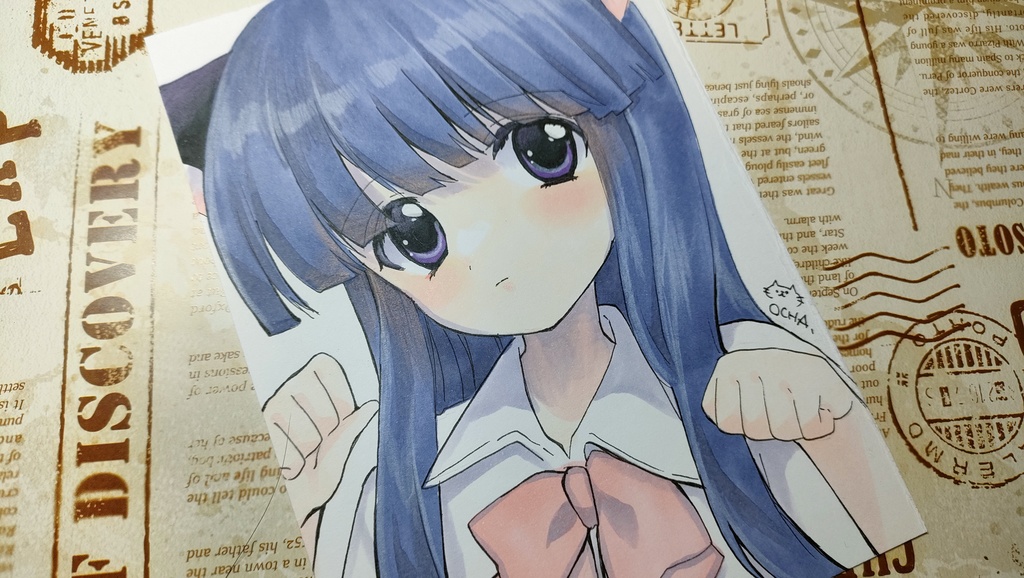 手描きイラスト◆A6サイズ◆古手梨花