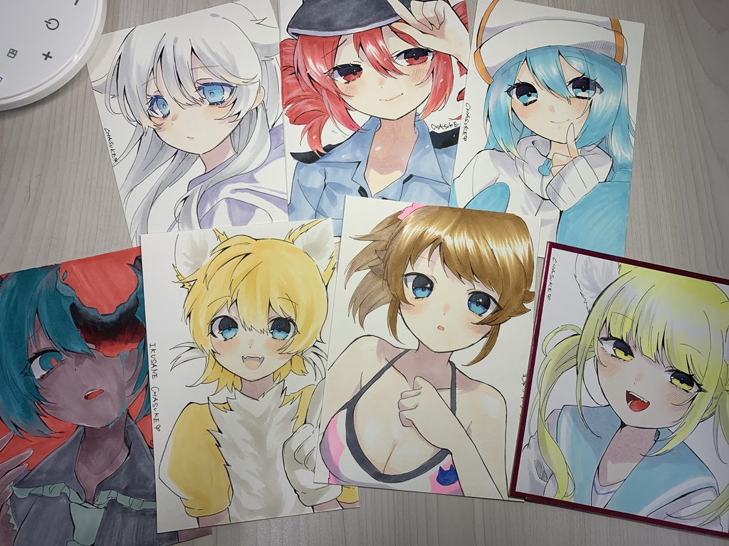 手描きイラスト◆A6サイズ、色紙