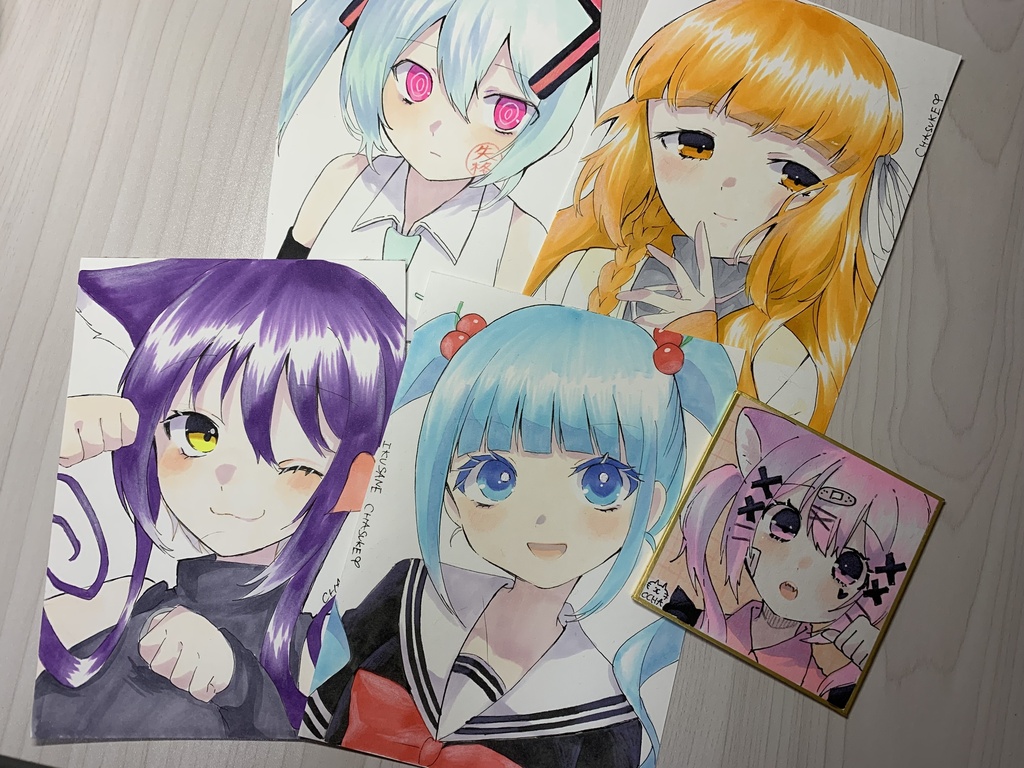 手描きイラスト◆A6サイズ◆ミニ色紙