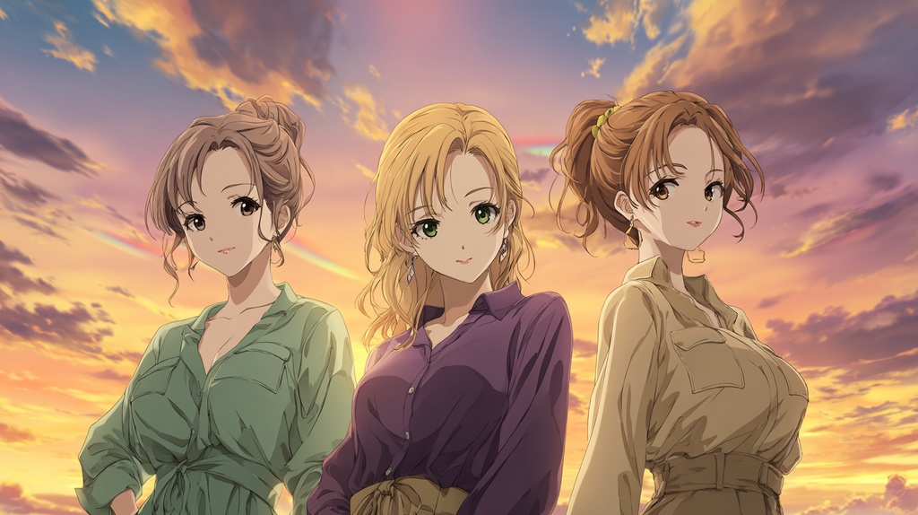 光の三守（さんもり）パック｜レイナ先輩・バイオレット博士・ユナ後輩｜AIキャラ16枚セット