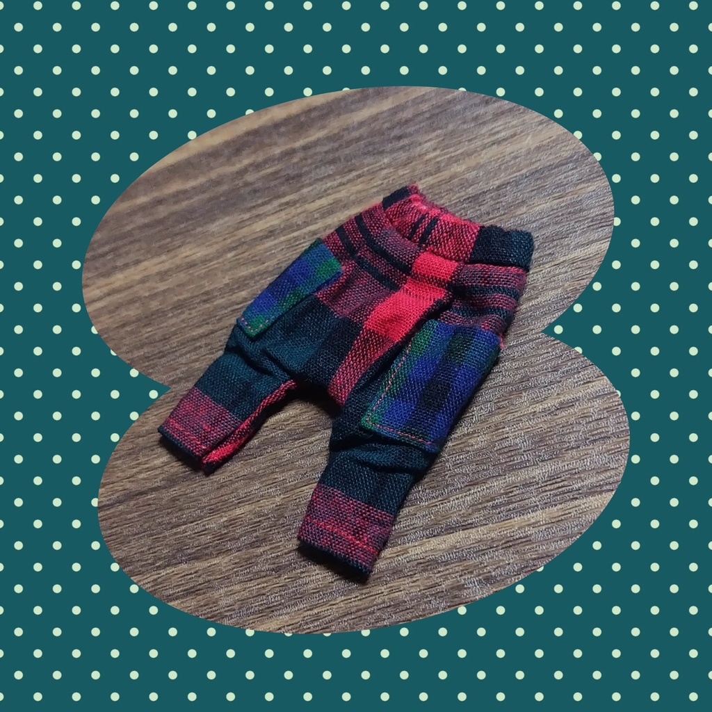 サルエルパンツ 赤×緑チェック 