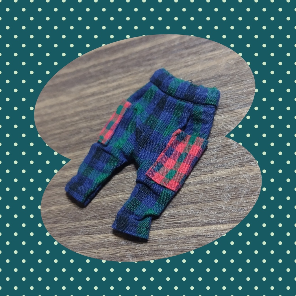 サルエルパンツ 緑チェック