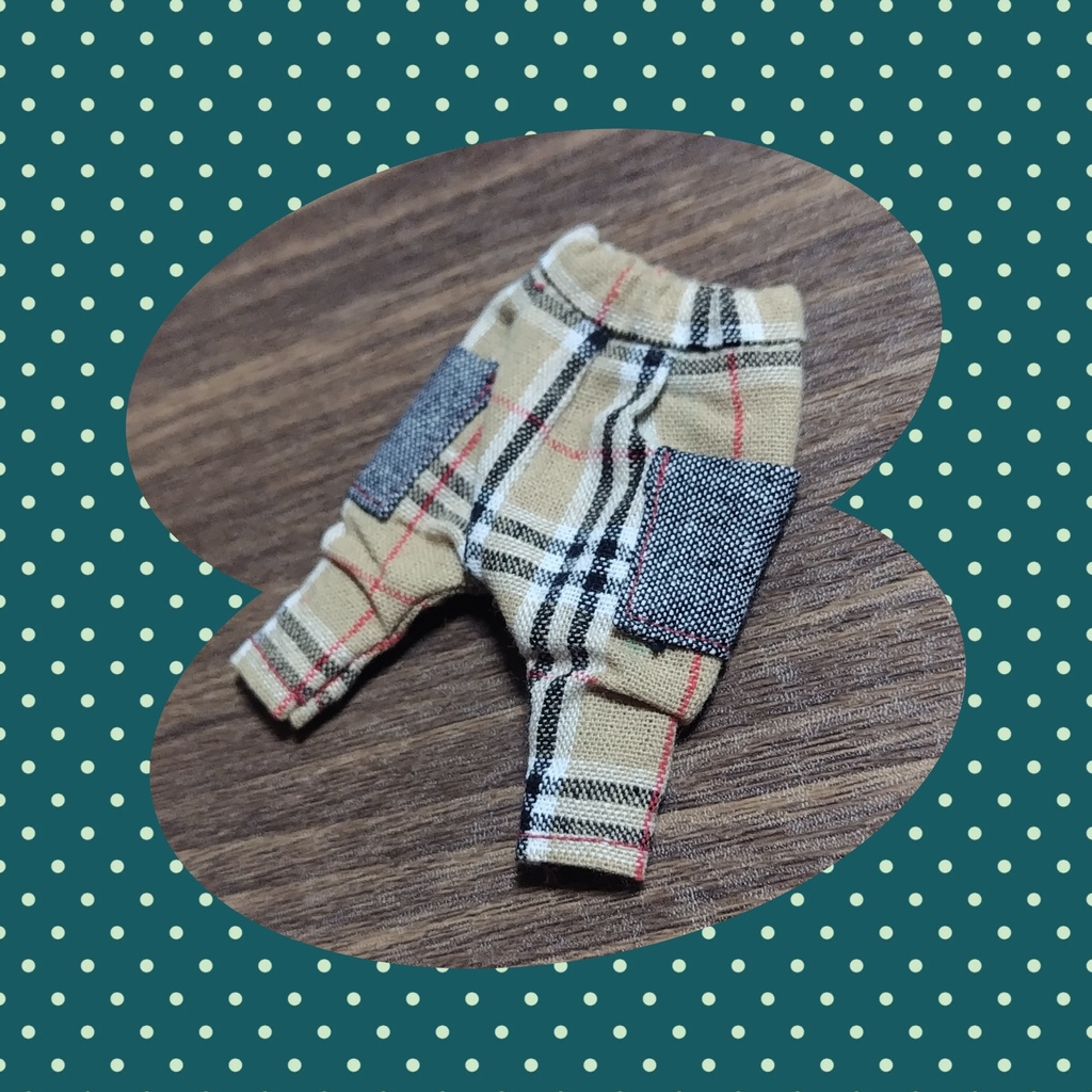 サルエルパンツ ベージュチェック