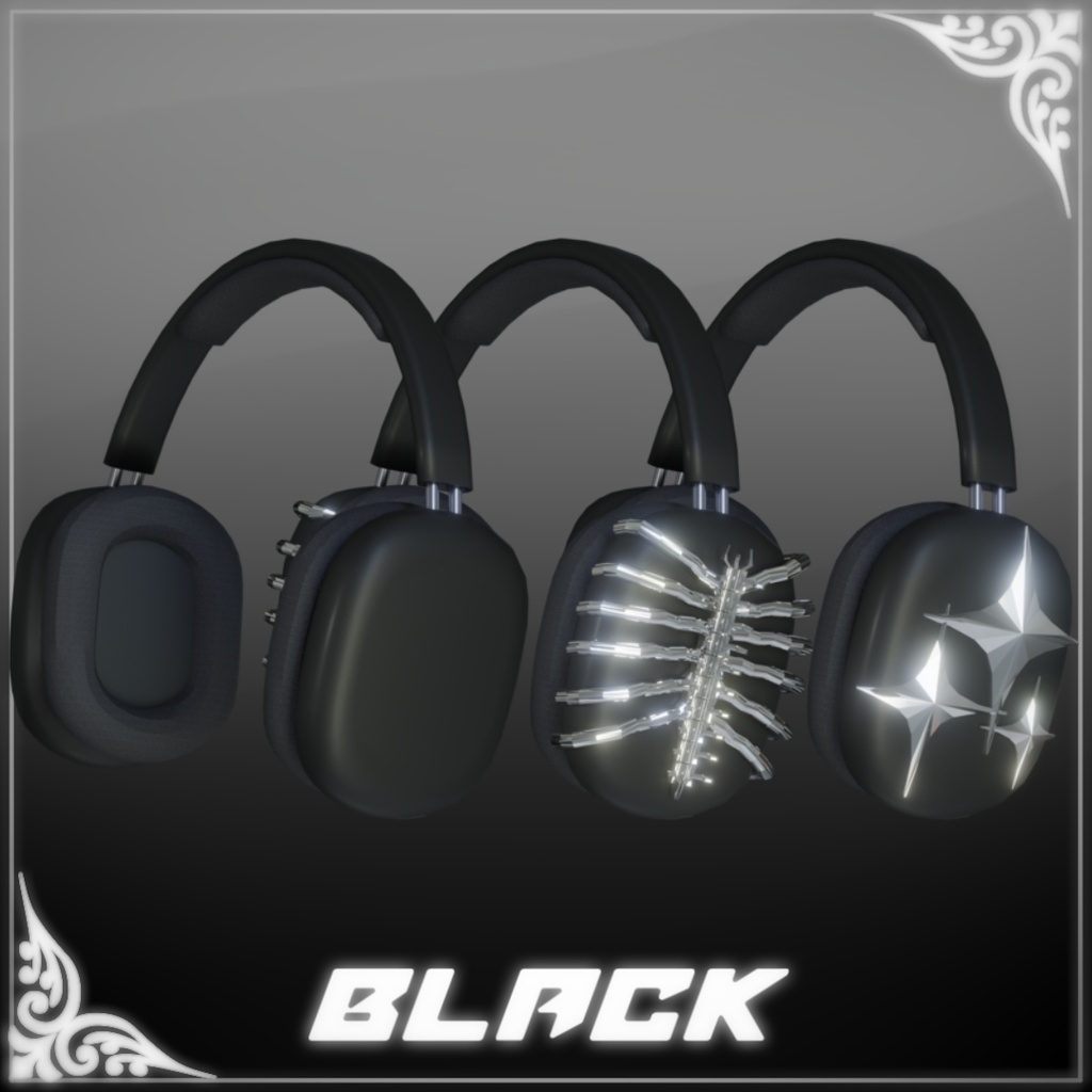 5アバター対応♠️Y2K HEADPHONE♠️-VRCHAT想定3Dアクセサリー-