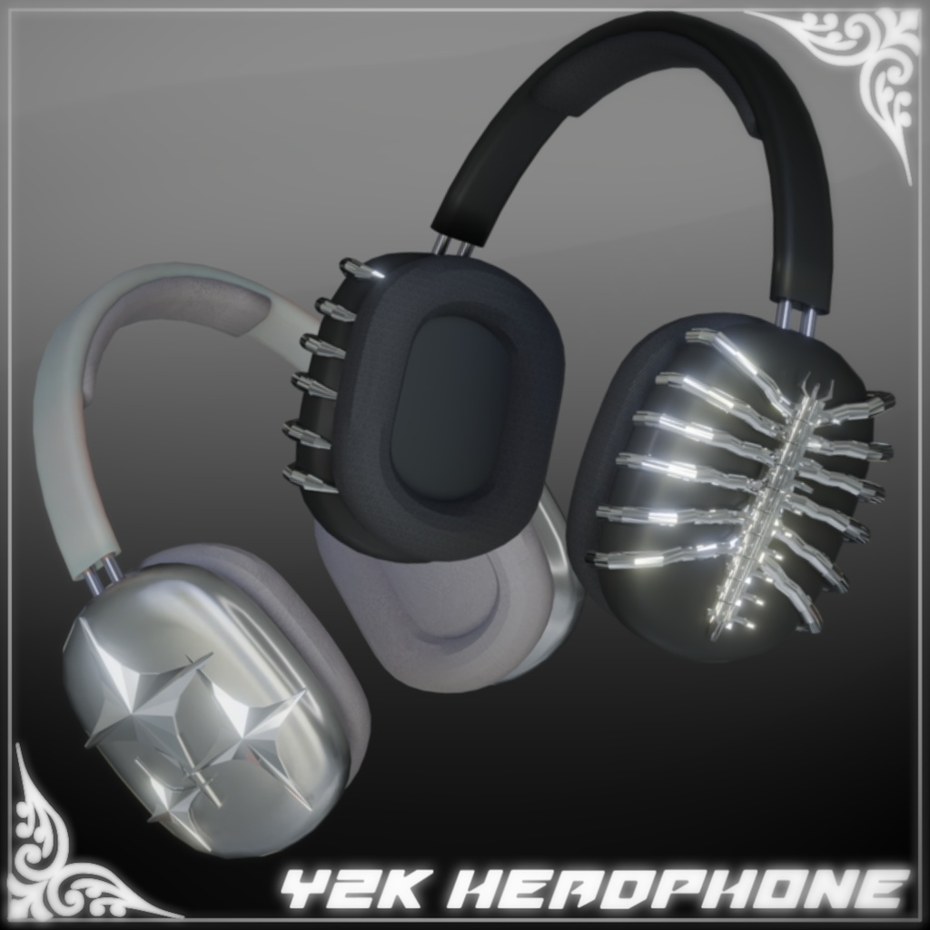 5アバター対応♠️Y2K HEADPHONE♠️-VRCHAT想定3Dアクセサリー-
