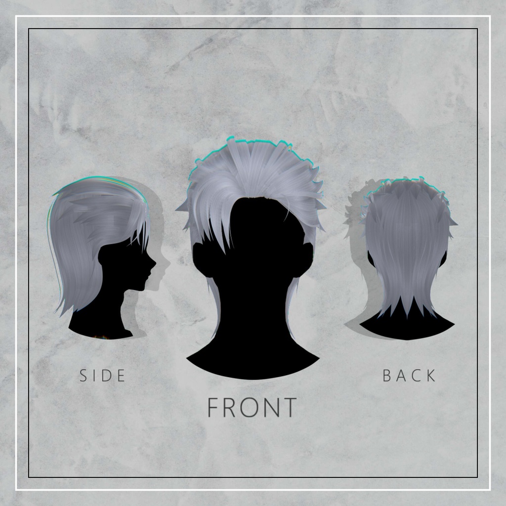 6アバター対応♠️UP-WOLF♠️-VRCHAT想定3D髪型-