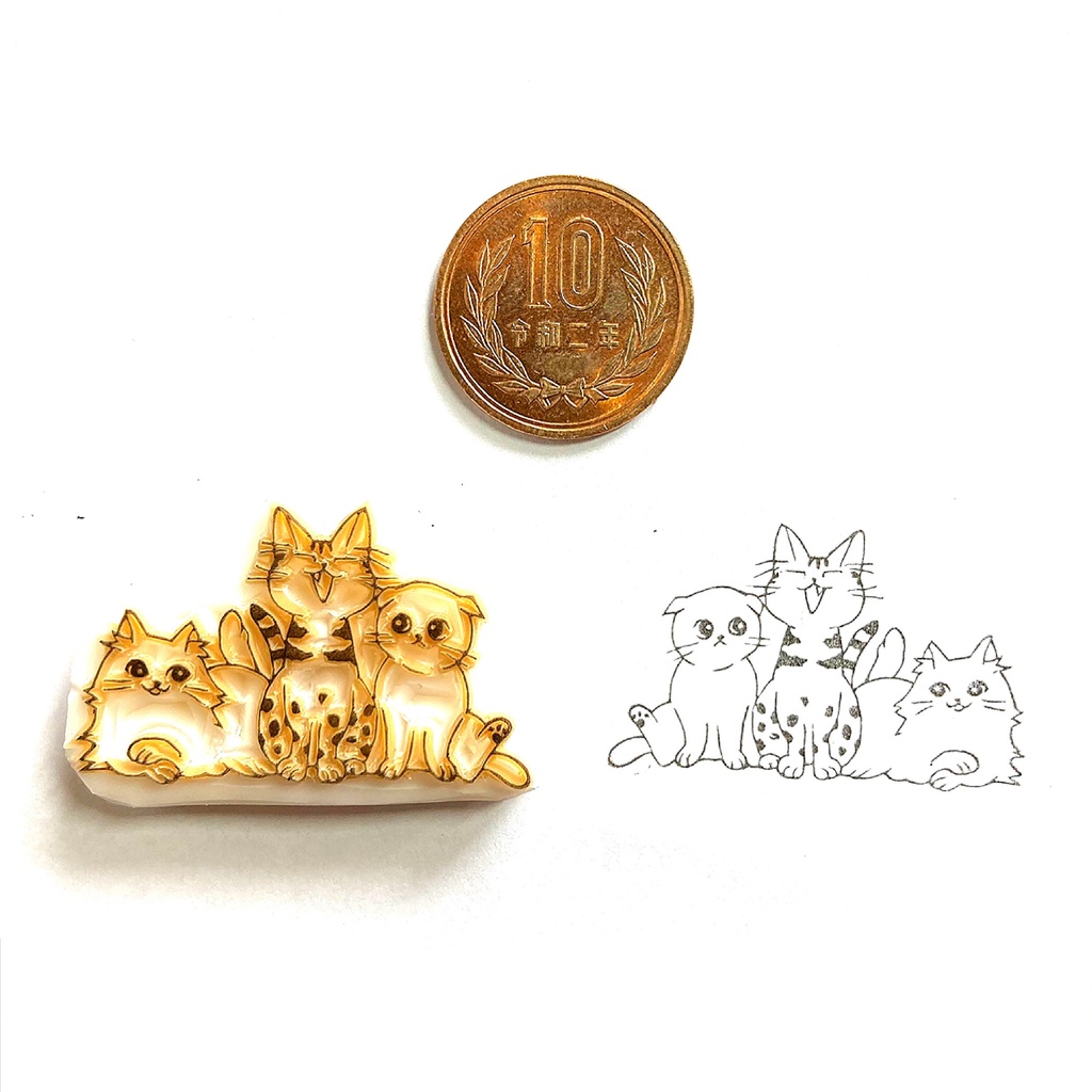 ネコちゃん3種はんこ