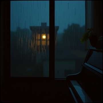 Rain Series - Window Rain at Midnight