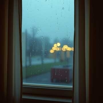 Rain Series - Rain Falling Past the Curtain