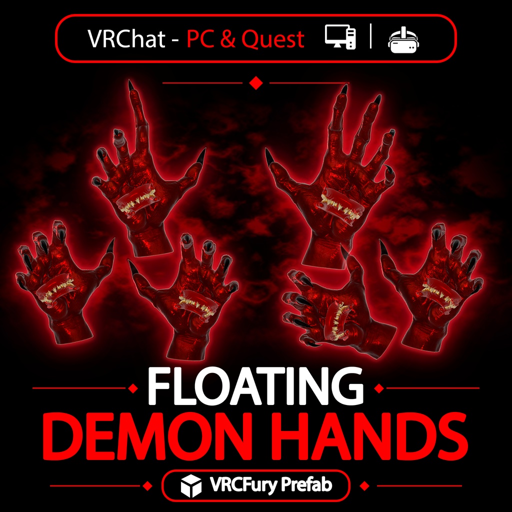 [VRChat - PC & Quest] Floating Demon Hands — 3D Avatar Accessory I Animated Demon Hands