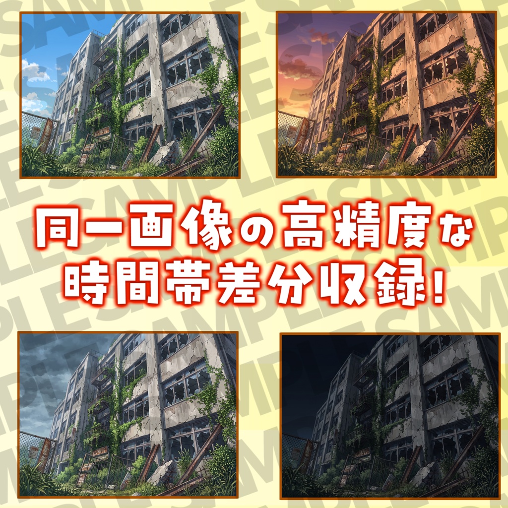 【プレミアム背景】廃墟パック147枚【昼夜夕曇差分】【TRPG背景素材/CoC/ゲーム素材背景イラスト/プレミアム素材】