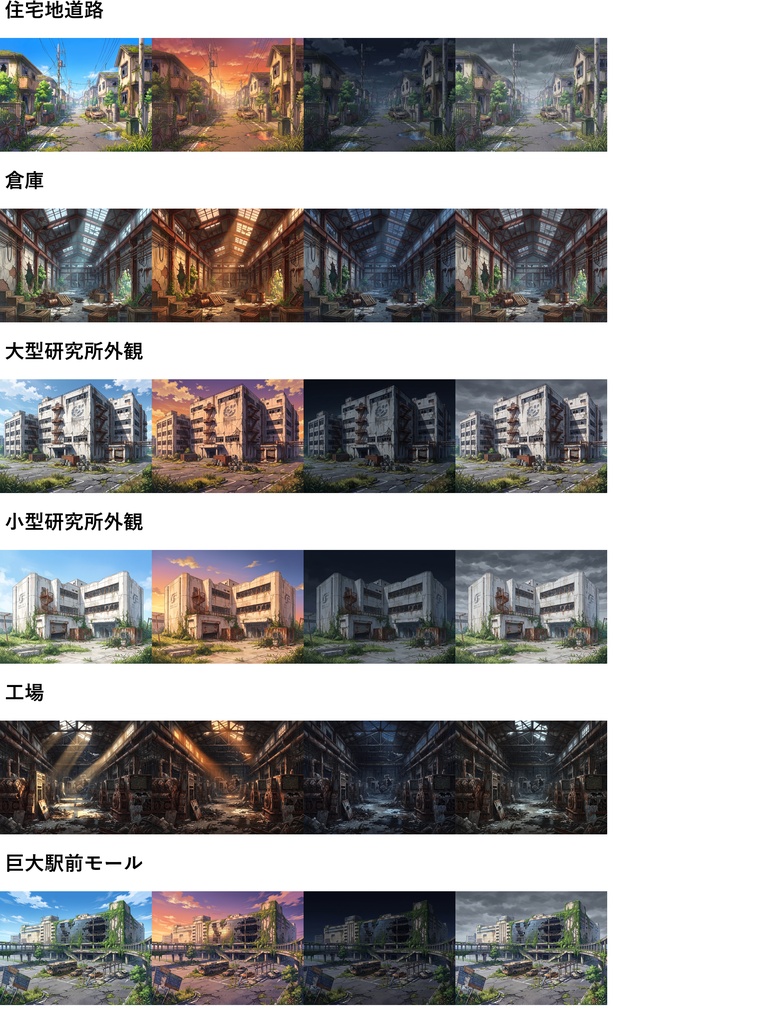 【プレミアム背景】廃墟パック147枚【昼夜夕曇差分】【TRPG背景素材/CoC/ゲーム素材背景イラスト/プレミアム素材】