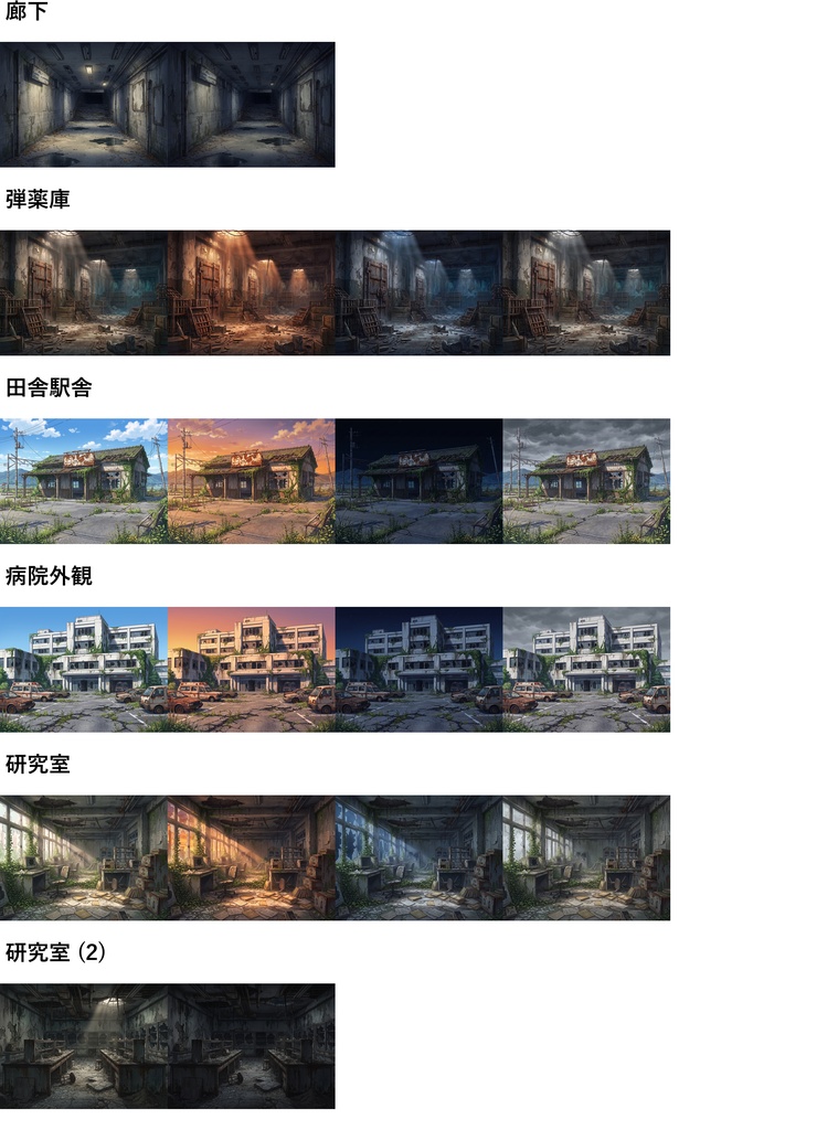 【プレミアム背景】廃墟パック147枚【昼夜夕曇差分】【TRPG背景素材/CoC/ゲーム素材背景イラスト/プレミアム素材】
