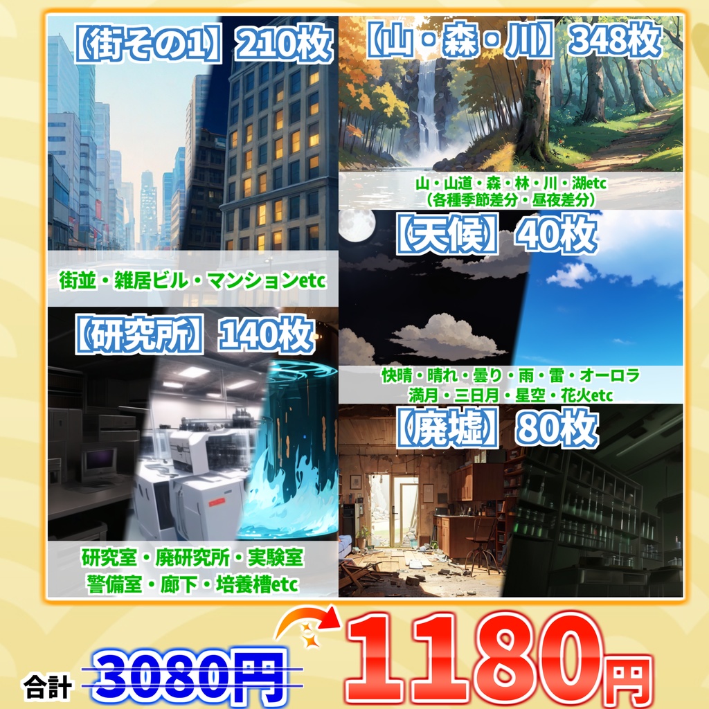 【まとめ割引!】背景イラストまとめパックその1 【TRPG・CoC背景素材/818枚】