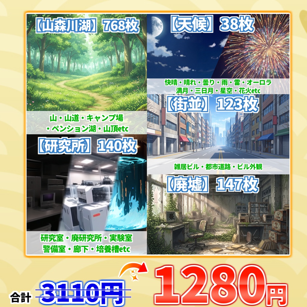 【まとめ割引！】背景イラストまとめパックその1 【TRPG・CoC背景素材/約1200枚】