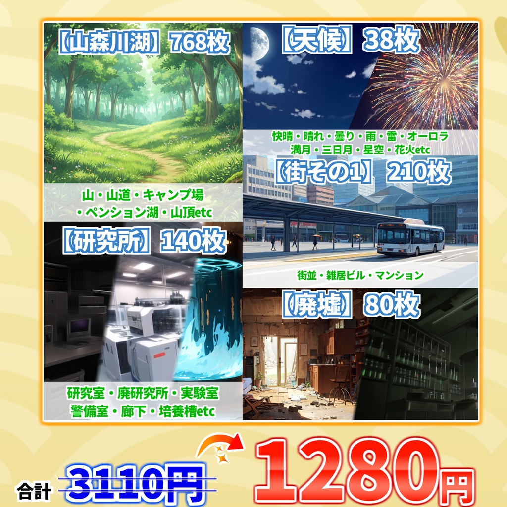 【まとめ割引!】背景イラストまとめパックその1 【TRPG・CoC背景素材/818枚】