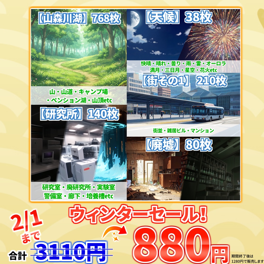 【ウィンターセール！】背景イラストまとめパックその1 【TRPG・CoC背景素材/818枚】