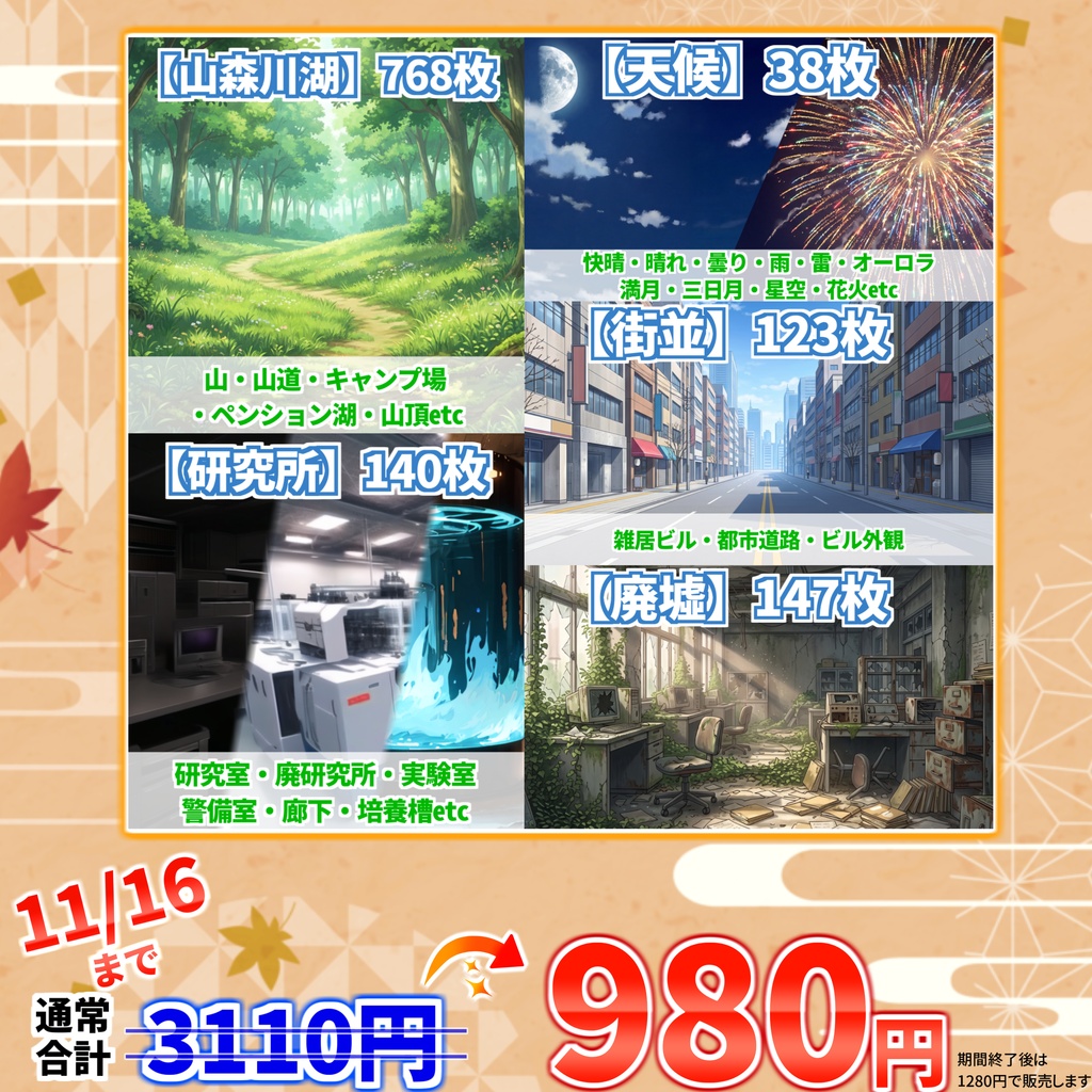 【オータムセール!】背景イラストまとめパックその1 【TRPG・CoC背景素材/約1200枚】