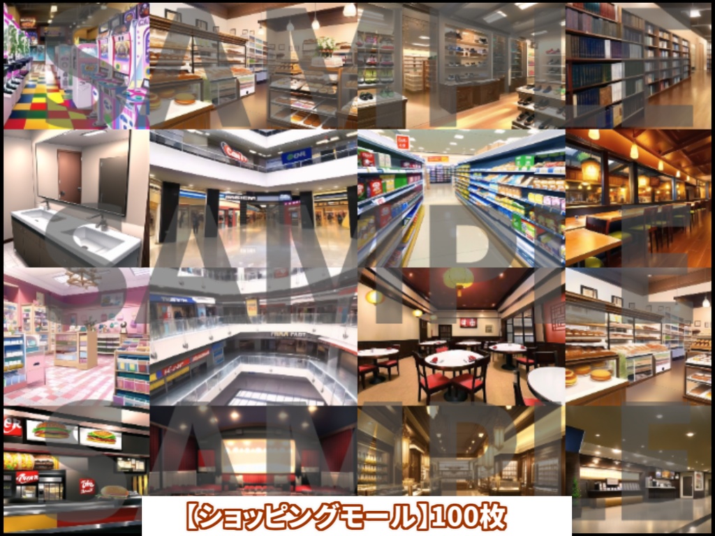 【背景イラスト】ショッピングモール店舗180枚【TRPG背景素材/CoC】【昼・夜差分あり】