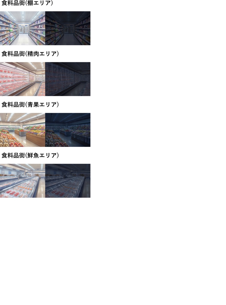 【プレミアム背景】ショッピングモール店舗87枚【昼夜夕曇差分】【TRPG背景素材/CoC/ゲーム素材背景イラスト】