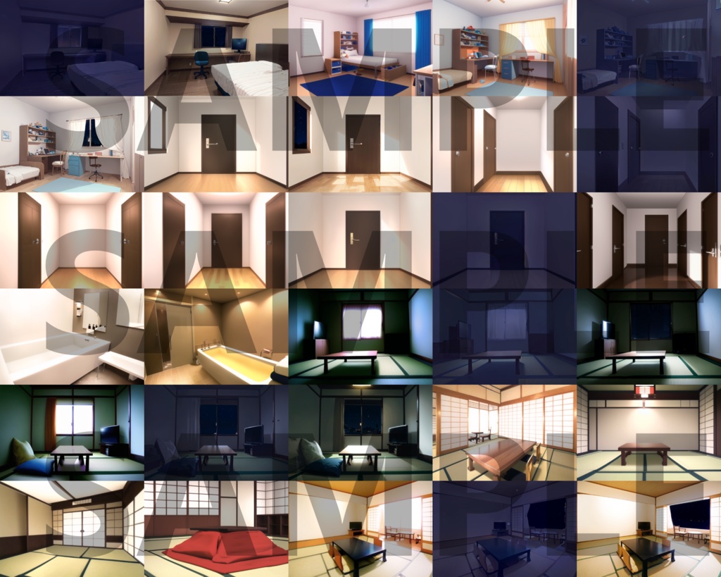 【背景イラスト】家の中1風景178枚・54枚【TRPG背景素材/CoC】【昼夜差分】