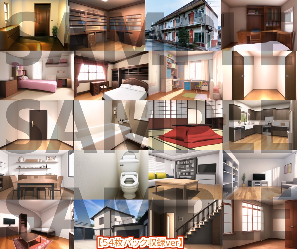 【背景イラスト】家の中1風景178枚・54枚【TRPG背景素材/CoC】【昼夜差分】